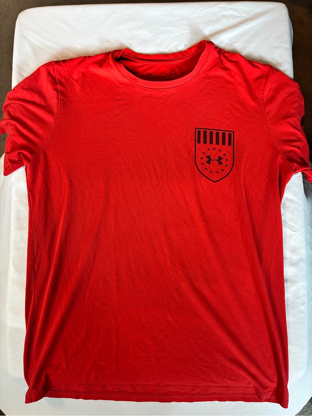 Under Armour Red Short-Sleeve Crew Neck Tee with Chest Shield Logo
